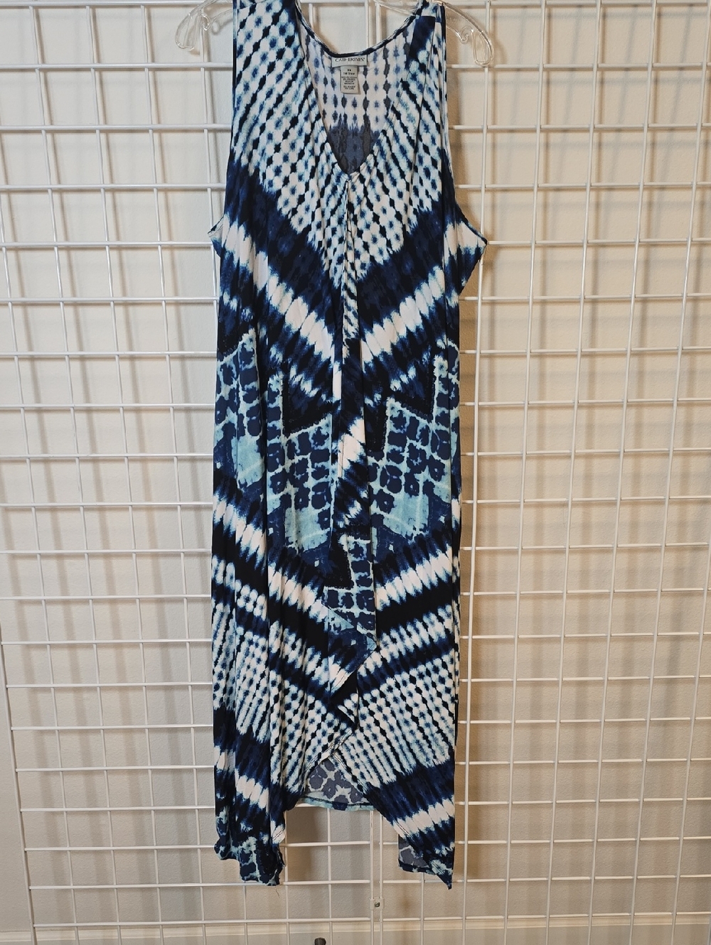 Catherines Blue & Navy Sleeveless Tie-Dye Maxi Dress With Pockets Size 3X